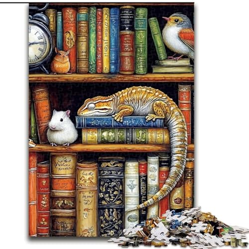 Puzzle mit 1000 Teilen für Erwachsene, Chamäleon auf Bücherregal, anspruchsvolles Denkspiel, Familienaktivität, Heimdekoration, 50x75cm Puzzle mit 1000 Teilen für Erwachsene, Chamäleon auf Bücherregal, anspruchsvolles Denkspiel, Familienaktivität, Heimdekoration, 50x75cm von NBDSOYEWO