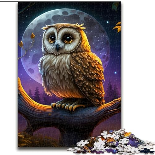 Puzzle mit 1000 Teilen für Erwachsene, Eulennacht, Stressabbau, schwierige Herausforderung, Wichtelgeschenke für Kinder ab 14 Jahren (Größe 26x38cm) von NBDSOYEWO