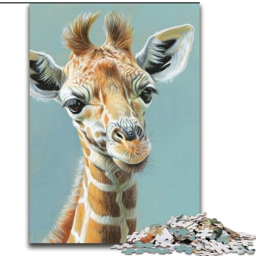 Puzzle mit 1000 Teilen für Teenager, Geschenke, Aquarell-Giraffe, trainieren Sie Ihr Gehirn und Ihre Hände, einzigartige Geburtstags- und Geschenkideen für Kinder ab 14 Jahren (Größe 50x75cm) von NBDSOYEWO