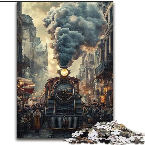 Puzzle mit 1000 Teilen für Teenager, Geschenke, Dampfzug, Spielzeug, intellektuelles Spiel, stärkt die Liebe zwischen Paaren, für Kinder ab 14 Jahren (Größe 26x38cm) von NBDSOYEWO