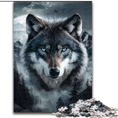 Puzzle mit 1000 Teilen für Teenager, Geschenke Grauer Wolf, Spielzeug, intellektuelles Spiel, stärkt die Liebe zwischen Paaren, für Kinder ab 14 Jahren (Größe 50x75cm) von NBDSOYEWO