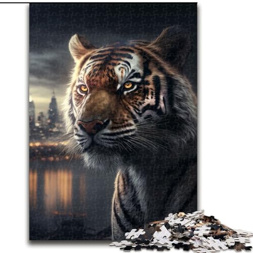 Puzzle mit 1000 Teilen für Teenager, Geschenke Tiger in der Großstadt, Spielzeug, intellektuelles Spiel, stärkt die Liebe zwischen Paaren, für Kinder ab 14 Jahren (Größe 50x75cm) von NBDSOYEWO