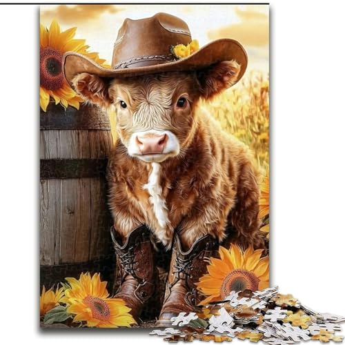 Puzzle mit 1000 Teilen für Teenager, Geschenke für Sonnenblumenkuh, Spielzeug, intellektuelles Spiel, stärkt die Liebe zwischen Paaren, für Kinder ab 14 Jahren (Größe 26x38cm) von NBDSOYEWO