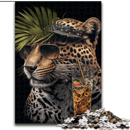 Puzzle mit 1000 Teilen für Teenager, Geschenke zum Thema Trinkender Leopard, Spielzeug, intellektuelles Spiel, stärkt die Liebe zwischen Paaren, für Kinder ab 14 Jahren (Größe 26x38cm) von NBDSOYEWO