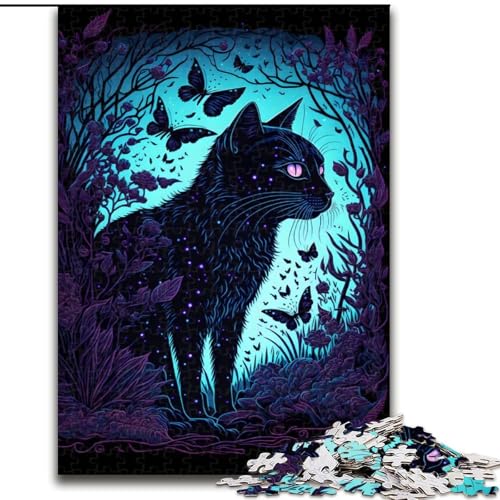 Puzzle mit 1000 Teilen für Teenager, Schwarzlichtkatze, Spielzeug, Denkspiel, stärkt die Liebe zwischen Paaren, für Kinder ab 14 Jahren (Größe 50x75cm) von NBDSOYEWO