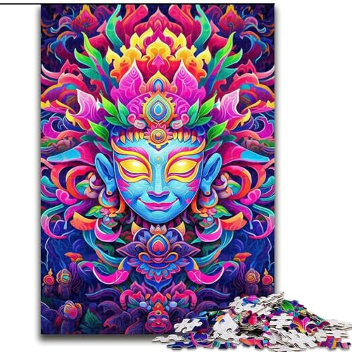 Puzzles für Erwachsene, 1000 farbenfrohe Buddha-Kunstpuzzles, anspruchsvolles Denkspiel für Teenager, perfekt als Heimdekoration oder Geschenk (Größe: 26x38cm) von NBDSOYEWO