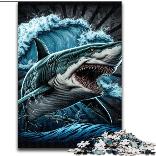 Puzzles für Erwachsene und Jugendliche, 1000 Teile, Hai, farbenfrohes, anspruchsvolles Spielspielzeug, Wanddekoration, einzigartige Geburtstags (Größe 26x38cm) von NBDSOYEWO