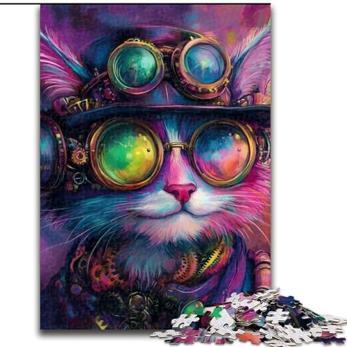 Puzzles für Erwachsene und Jugendliche, 1000 Teile, Puzzle Helmkatze, anspruchsvolles Spielspielzeug, Wanddekoration, einzigartige Geburtstags (Größe 50x75cm) von NBDSOYEWO