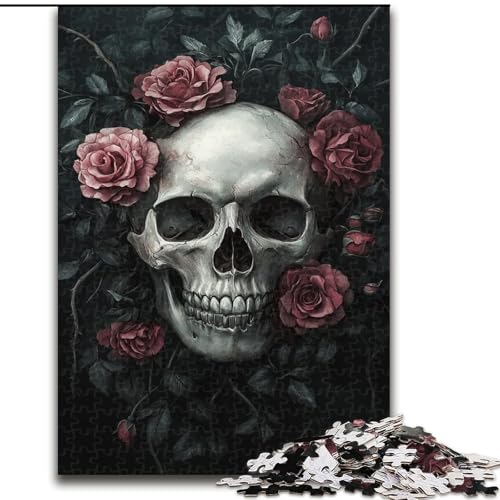 Puzzles für Erwachsene und Jugendliche, 1000 Teile, Totenkopf-Rose, anspruchsvolles Spiel, Spielzeug, Wanddekoration, einzigartige Geburtstags (Größe 26x38cm) von NBDSOYEWO