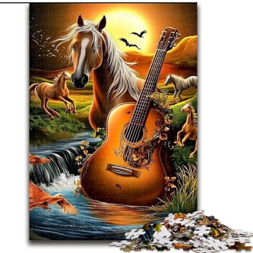 Puzzles für Erwachsene und Jugendliche, Puzzle Sunset Guitar, für 14+, für Familienspaß und Spieleabende, Künstlersammlung, Bildende Kunst (Größe 26x38cm) von NBDSOYEWO