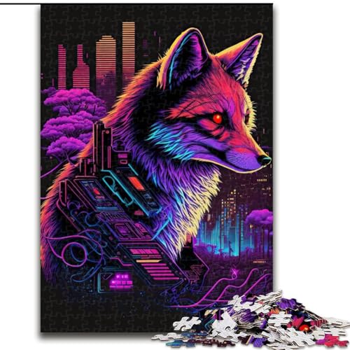 Puzzles für Erwachsene und Teenager, Puzzle Fuchs Neon, lustige Aktivität für zu Hause, Spielzeug für Regentage, Geburtstagsgeschenke (Größe 50x75cm) von NBDSOYEWO
