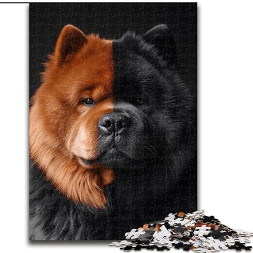 Puzzles für Erwachsene und Teenager, Puzzle Schwarz-weißer Hund, Familienspiel für und einzigartige Heimdekoration und Geschenke für 14-Jährige (Größe 26x38cm) von NBDSOYEWO