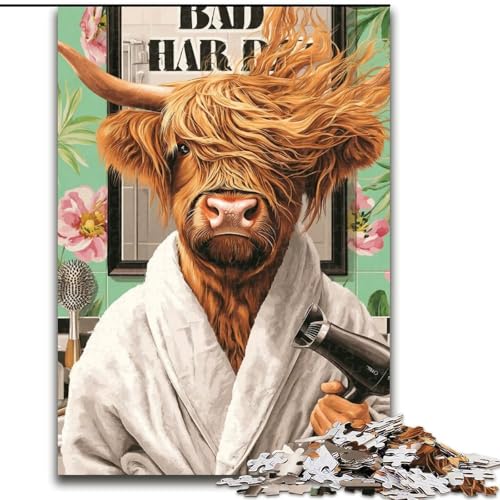 Puzzles für Erwachsene und Teenager, Puzzle Yak im Bademantel, lustige Aktivität für zu Hause, Spielzeug für Regentage, Geburtstagsgeschenke (Größe 50x75cm) von NBDSOYEWO