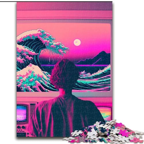 Puzzles für Teenager, 1000 Puzzles, Vaporwave-Ästhetik, Spielzeug, Lernspiele, stressabbauende Wanddekoration (Größe 26x38cm) von NBDSOYEWO