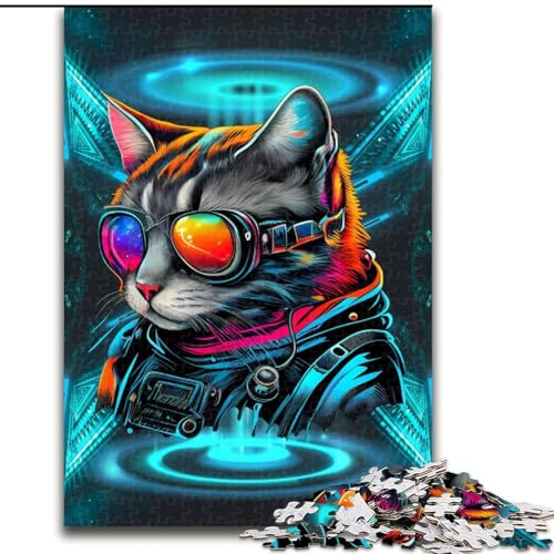 Puzzles für Teenager, 1000-teiliges Puzzle, Sonnenbrille, Weltraumkatze, Lernspielzeug für Teenager, ganze Familie ab 14 Jahren (Größe 50x75cm) von NBDSOYEWO
