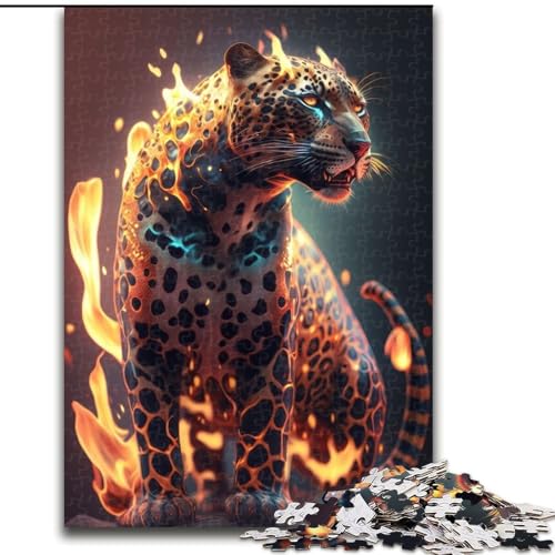 Puzzles für Teenager, 1000-teiliges Puzzle Feuer Flammen Fantasy Jaguar, Lernspielzeug für Kinder ab 14 Jahren, ganze Familie (Größe 26x38cm) von NBDSOYEWO
