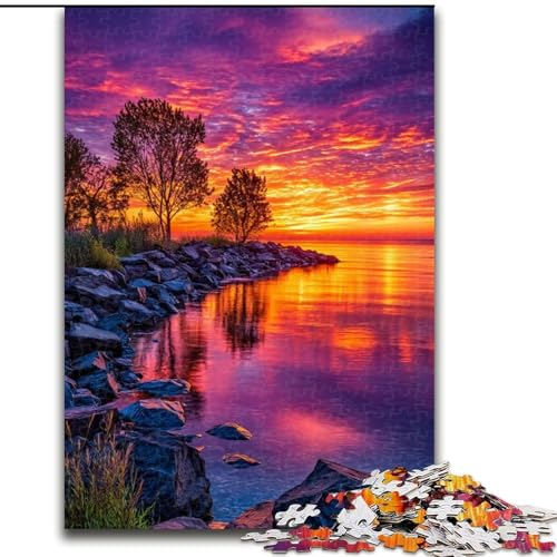 Puzzles für Teenager, 1000-teiliges Puzzle See bei Sonnenuntergang, Lernspielzeug für Teenager und ab 14 Jahren, ganze Familie (Größe 50x75cm) von NBDSOYEWO