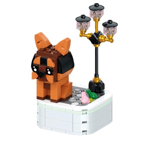 NBFBA Bausteine Set, 199 Klemmbausteine Mini Bullmastiff und Straßenlampe Topfpflanze Bausteine Set, Heimdekoration, Lernspielzeug, Geburtstagsgeschenke für Erwachsene/Teens (Kinder ab 6 Jahren) von NBFBA