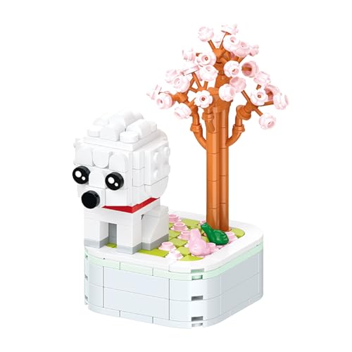 NBFBA Bausteine Set, 217 Klemmbausteine Mini Pudel und Baum Topfpflanze Bausteine Set, Heimdekoration, Lernspielzeug, Geburtstagsgeschenke für Erwachsene/Teens (Kinder ab 6 Jahren) von NBFBA