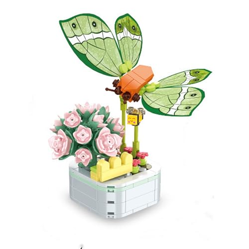 NBFBA Bausteine Set, 226 Klemmbausteine Mini Schmetterlinge und Alpenrose Topfpflanze Bausteine Set, Lernspielzeug, Geburtstagsgeschenke für Kinder/Erwachsene/Teens (Kinder ab 6 Jahren) von NBFBA