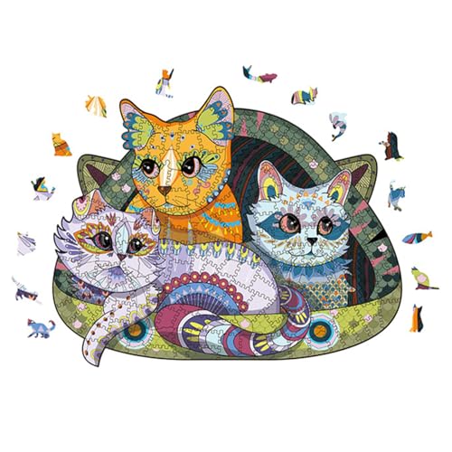 NBFBA Holzpuzzle Erwachsene, 100pcs DREI kleine Kätzchen Spaßiges Unregelmäßig Geformtes Puzzle für Erwachsen, 15.9 * 21cm Lernspielzeug für Erwachsene und Kinder Familienspielsammlung NBFBA Holzpuzzle Erwachsene, 100pcs DREI kleine Kätzchen Spaßiges Unregelmäßig Geformtes Puzzle für Erwachsen, 15.9 * 21cm Lernspielzeug für Erwachsene und Kinder Familienspielsammlung von NBFBA