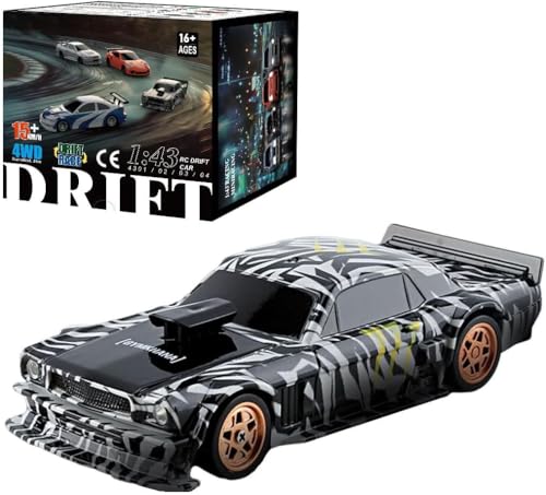 NBJIALIN RC Drift Car - 1:43 Remote Control Cars 2.4GHz Mini Drift Cars Racing High Speed Drift Car Model with LED Lights for RC Toys Gift (Black) von NBJIALIN