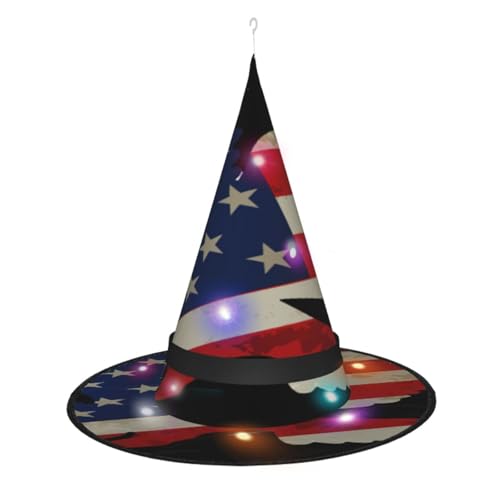 NBRIEU Faltbarer Hexenhut mit amerikanischem Adler und Flagge, Hexenhut, Vampir, Halloween-Kostüm, Zubehör NBRIEU Faltbarer Hexenhut mit amerikanischem Adler und Flagge, Hexenhut, Vampir, Halloween-Kostüm, Zubehör von NBRIEU
