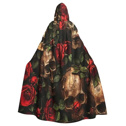 NBRIEU Morgenmantel mit Kapuze, Totenkopf und roter Rose, Uni, für Karneval, Cosplay NBRIEU Morgenmantel mit Kapuze, Totenkopf und roter Rose, Uni, für Karneval, Cosplay von NBRIEU
