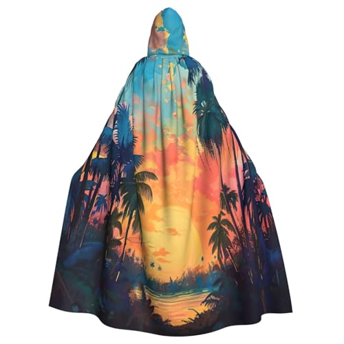 NBRIEU Tropischer Sonnenuntergang Print Uni Full Länge Kostüm mit Kapuze Karneval Cosplay Kostüm, Schwarz, One Size NBRIEU Tropischer Sonnenuntergang Print Uni Full Länge Kostüm mit Kapuze Karneval Cosplay Kostüm, Schwarz, One Size von NBRIEU