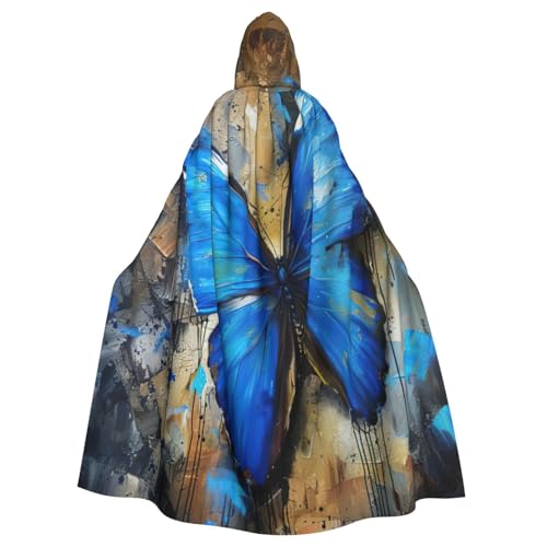 NBRIEU Uni-Bademantel mit Kapuze, blauer Schmetterlingsdruck, volle Länge, für Karneval, Cosplay-Kostüm, Schwarz, Einheitsgröße NBRIEU Uni-Bademantel mit Kapuze, blauer Schmetterlingsdruck, volle Länge, für Karneval, Cosplay-Kostüm, Schwarz, Einheitsgröße von NBRIEU