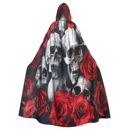 NBRIEU Uni-Bademantel mit Kapuze und Totenkopf und roter Rose, für Karneval, Cosplay NBRIEU Uni-Bademantel mit Kapuze und Totenkopf und roter Rose, für Karneval, Cosplay von NBRIEU