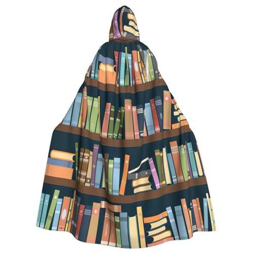 NBRIEU Uni Cartoon-Bücherregal, Bücherwurm-Druck, Kapuzenmantel, Umhang, Karneval, Cosplay-Kostüm von NBRIEU