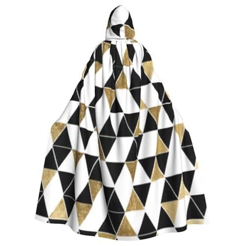 NBRIEU Uni Kapuzenmantel in voller Länge, modisch, modern, schwarz-weiß-goldfarben, Dreiecke, bedruckt, Karneval, Cosplay-Kostüm NBRIEU Uni Kapuzenmantel in voller Länge, modisch, modern, schwarz-weiß-goldfarben, Dreiecke, bedruckt, Karneval, Cosplay-Kostüm von NBRIEU