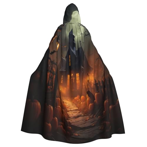 NBRIEU Uni-Kostüm in voller Länge mit Kapuze und Halloween-Print für Karneval, Schwarz, Größe NBRIEU Uni-Kostüm in voller Länge mit Kapuze und Halloween-Print für Karneval, Schwarz, Größe von NBRIEU