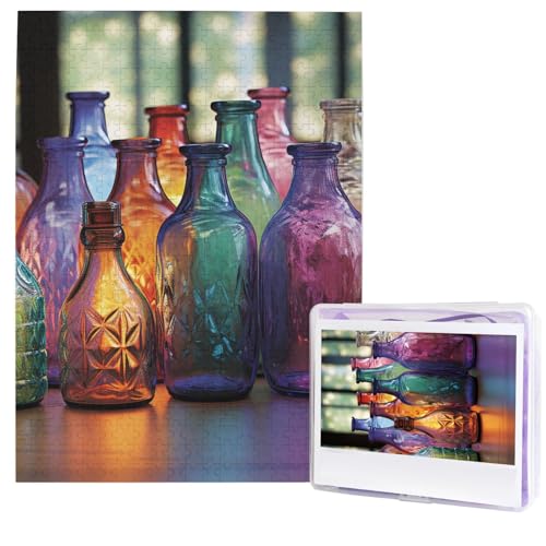 Bunte Glasflaschen-Puzzles aus Fotos, 500 Teile, personalisiertes Holzpuzzle, herausfordernde Puzzles für Erwachsene, individuelles Bild, Puzzle, Geschenke für Familie, Hochzeit, Freund Bunte Glasflaschen-Puzzles aus Fotos, 500 Teile, personalisiertes Holzpuzzle, herausfordernde Puzzles für Erwachsene, individuelles Bild, Puzzle, Geschenke für Familie, Hochzeit, Freund von NBSKSDLK