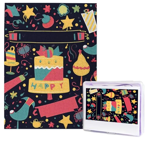 Happy Birthday Images Puzzles from Photos 500 Pieces Personalized Wooden Puzzle Challenging Jigsaw Puzzles for Adults Custom Picture Puzzle Gifts for Family Wedding Friend von NBSKSDLK