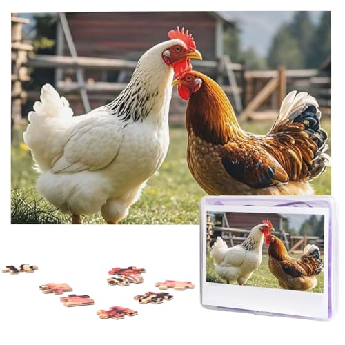 Hühner und Bauernhof-Puzzles aus Fotos, 1000 Teile, personalisiertes Holzpuzzle, herausfordernde Puzzles für Erwachsene, individuelles Bilderpuzzle, Geschenke für Familie, Hochzeit, Freund von NBSKSDLK