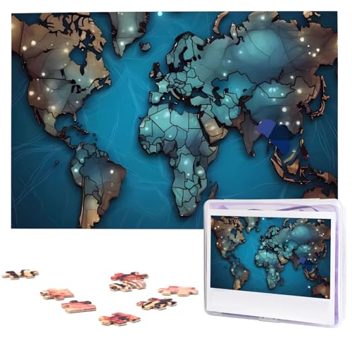 Kartenpuzzles aus Fotos, 1000 Teile, personalisiertes Holzpuzzle, herausfordernde Puzzles für Erwachsene, benutzerdefinierte Bilderpuzzle, Geschenke für Familie, Hochzeit, Freund von NBSKSDLK