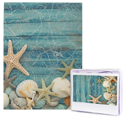 Muschel-Seestern-Muster-Puzzles aus Fotos, 500 Teile, personalisiertes Holzpuzzle, herausfordernde Puzzles für Erwachsene, benutzerdefinierte Bilderpuzzle, Geschenke für Familie, Hochzeit, Freund Muschel-Seestern-Muster-Puzzles aus Fotos, 500 Teile, personalisiertes Holzpuzzle, herausfordernde Puzzles für Erwachsene, benutzerdefinierte Bilderpuzzle, Geschenke für Familie, Hochzeit, Freund von NBSKSDLK