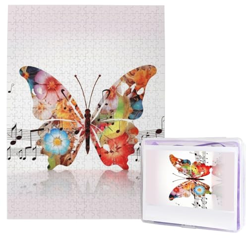 Musik-Schmetterling-Puzzles aus Fotos, 500 Teile, personalisiertes Holzpuzzle, herausfordernde Puzzles für Erwachsene, benutzerdefinierte Bilderpuzzle, Geschenke für Familie, Hochzeit, Freund Musik-Schmetterling-Puzzles aus Fotos, 500 Teile, personalisiertes Holzpuzzle, herausfordernde Puzzles für Erwachsene, benutzerdefinierte Bilderpuzzle, Geschenke für Familie, Hochzeit, Freund von NBSKSDLK