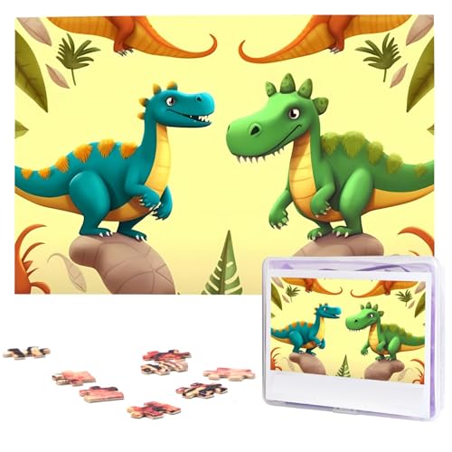 Niedliche Cartoon-Dinosaurier-Puzzles aus Fotos, 1000 Teile, personalisiertes Holzpuzzle, herausfordernde Puzzles für Erwachsene, benutzerdefinierte Bilderpuzzle, Geschenke für Familie, Hochzeit von NBSKSDLK