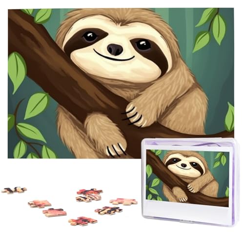 Niedliche Faultier-Puzzles aus Fotos, 1000 Teile, personalisiertes Holzpuzzle, herausfordernde Puzzles für Erwachsene, individuelles Bild, Puzzle, Geschenke für Familie, Hochzeit, Freund von NBSKSDLK
