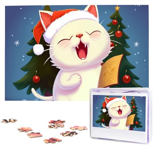 Niedliche Katze singt Weihnachtslieder Puzzles aus Fotos, 1000 Teile, personalisiertes Holzpuzzle, herausfordernde Puzzles für Erwachsene, benutzerdefinierte Bilderpuzzle, Geschenke für Familie Niedliche Katze singt Weihnachtslieder Puzzles aus Fotos, 1000 Teile, personalisiertes Holzpuzzle, herausfordernde Puzzles für Erwachsene, benutzerdefinierte Bilderpuzzle, Geschenke für Familie von NBSKSDLK