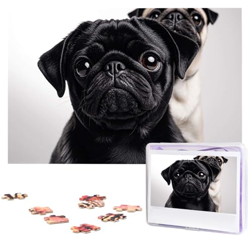 Niedliche schwarze Mops-Hunde-Puzzles aus Fotos, 1000 Teile, personalisiertes Holzpuzzle, herausfordernde Puzzles für Erwachsene, individuelles Bild, Puzzle, Geschenke für Familie, Hochzeit, Freund Niedliche schwarze Mops-Hunde-Puzzles aus Fotos, 1000 Teile, personalisiertes Holzpuzzle, herausfordernde Puzzles für Erwachsene, individuelles Bild, Puzzle, Geschenke für Familie, Hochzeit, Freund von NBSKSDLK