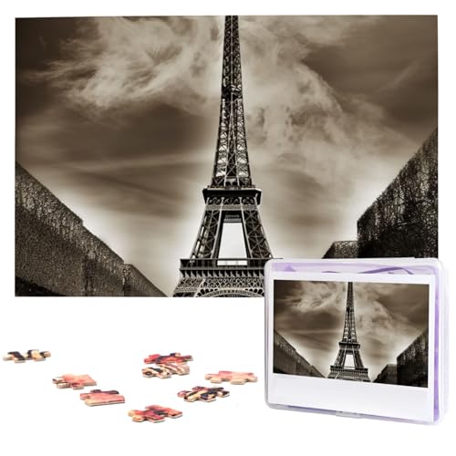 Paris Eiffelturm Puzzles aus Fotos 1000 Teile Personalisiertes Holzpuzzle Herausfordernde Puzzles für Erwachsene Benutzerdefinierte Bilderpuzzle Geschenke für Familie Hochzeit Freund von NBSKSDLK