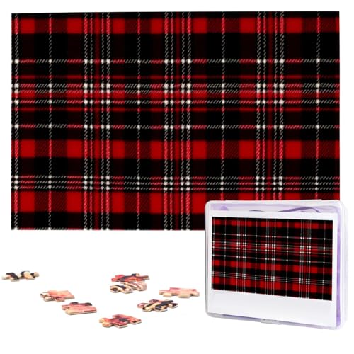 Rote und schwarze karierte Puzzles aus Fotos, 1000 Teile, personalisiertes Holzpuzzle, herausfordernde Puzzles für Erwachsene, individuelles Bild, Puzzle, Geschenke für Familie, Hochzeit, Freund von NBSKSDLK