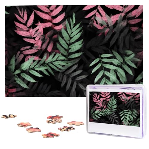 Schwarz Rosa Grün Blätter Puzzles aus Fotos 1000 Teile Personalisiertes Holzpuzzle Herausfordernde Puzzles für Erwachsene Benutzerdefinierte Bilderpuzzle Geschenke für Familie Hochzeit Freund Schwarz Rosa Grün Blätter Puzzles aus Fotos 1000 Teile Personalisiertes Holzpuzzle Herausfordernde Puzzles für Erwachsene Benutzerdefinierte Bilderpuzzle Geschenke für Familie Hochzeit Freund von NBSKSDLK
