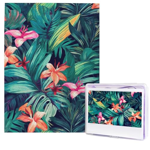 Tropische Blumenblätter, Puzzles aus Fotos, 500 Teile, personalisiertes Holzpuzzle, herausfordernde Puzzles für Erwachsene, individuelles Bild, Puzzle, Geschenke für Familie, Hochzeit, Freund Tropische Blumenblätter, Puzzles aus Fotos, 500 Teile, personalisiertes Holzpuzzle, herausfordernde Puzzles für Erwachsene, individuelles Bild, Puzzle, Geschenke für Familie, Hochzeit, Freund von NBSKSDLK