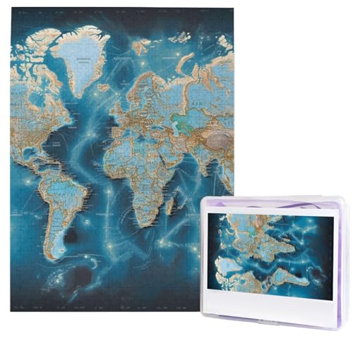 Weltkarten-Puzzles aus Fotos, 500 Teile, personalisiertes Holzpuzzle, herausfordernde Puzzles für Erwachsene, benutzerdefinierte Bilderpuzzle, Geschenke für Familie, Hochzeit, Freund von NBSKSDLK