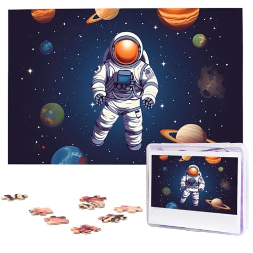 Weltraum-Astronauten-Puzzles aus Fotos, 1000 Teile, personalisiertes Holzpuzzle, herausfordernde Puzzles für Erwachsene, benutzerdefinierte Bilderpuzzle, Geschenke für Familie, Hochzeit, Freund von NBSKSDLK